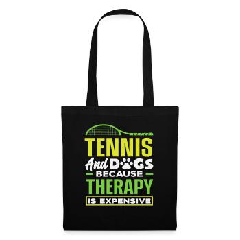 Tennis et chiens parce que la thérapie coûte cher - Sac en tissu - noir - Devant