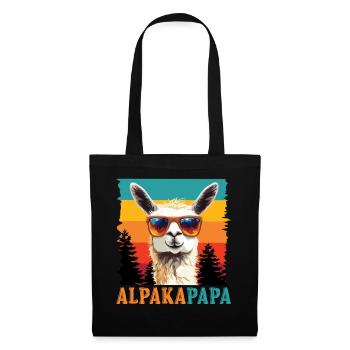 Pères ALPAGA PAPA Rétro Lama Drôle - Sac en tissu - noir - Devant