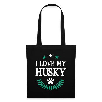 I Love my Husky - Stoffbeutel - Schwarz - Vorne