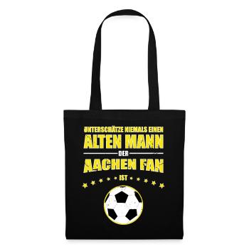 Alter Mann - Aachen Fußball Fan | Retro Vintage - Stoffbeutel - Schwarz - Vorne