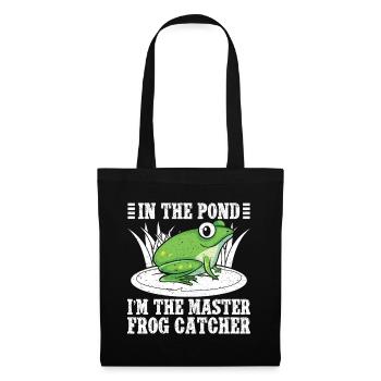 Meister Froschfänger Cartoon Design - Stoffbeutel - Schwarz - Vorne
