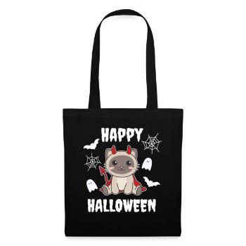 Costume de chat siamois joyeux Halloween diable - Sac en tissu - noir - Devant