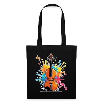 Vibrantes Violinenkunst Design - Stoffbeutel - Schwarz - Vorne