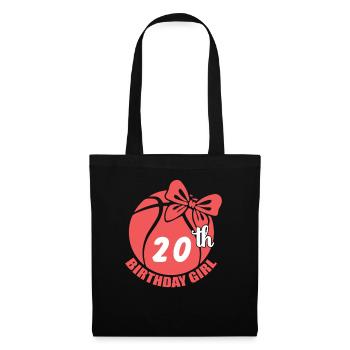 Basketball 20. Geburtstag Basketballerin - Stoffbeutel - Schwarz - Vorne