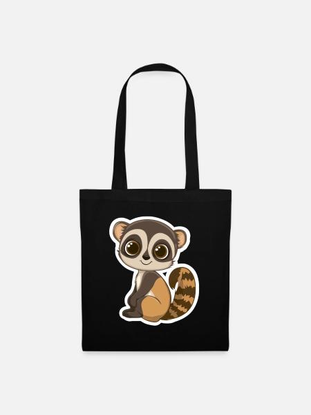 Lemur - Stoffbeutel - Schwarz