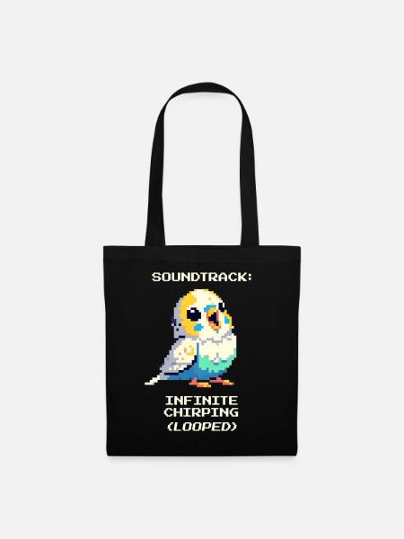 Soundtrack: Endloses Zwitschern | Wellensittich - Stoffbeutel - Schwarz