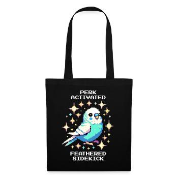 Perk active: Feathered Sidekick | Budgie - Tote Bag - black - Front