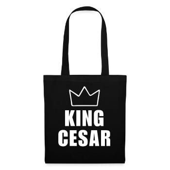 King Cesar Crown Shirt – Name beginnt mit C - Stoffbeutel - Schwarz - Vorne