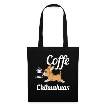 Kaffee und Chihuahua – Lustiger Hundeliebhaber - Stoffbeutel - Schwarz - Vorne