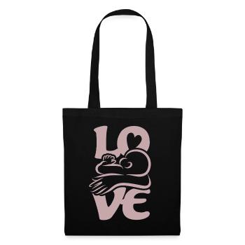 Bébé qui boit et qui allaite Maman AMOUR - Sac en tissu - noir - Devant