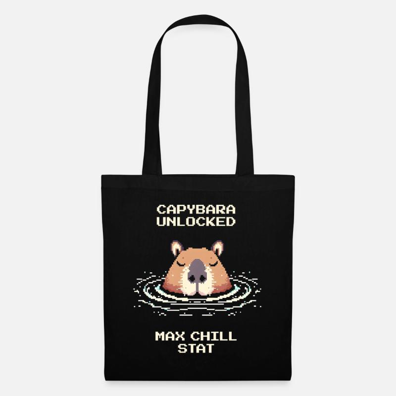 Capybara freigeschaltet – Max Chill | Meme - Stoffbeutel - Schwarz