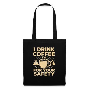 Kaffee-Sicherheits-Humor-Illustration - Stoffbeutel - Schwarz - Vorne