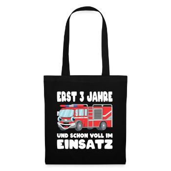 3 Geburtstag Feuerwehr Geschenk Junge 3 Jahre - Stoffbeutel - Schwarz - Vorne
