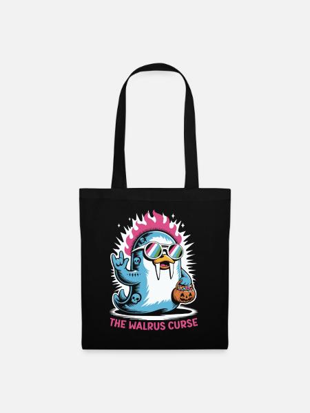 Walross Punk Rocker Halloween - Stoffbeutel - Schwarz