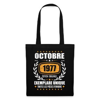 Vintage October 1977, October 1977 Retro Gift - Tote Bag - black - Front