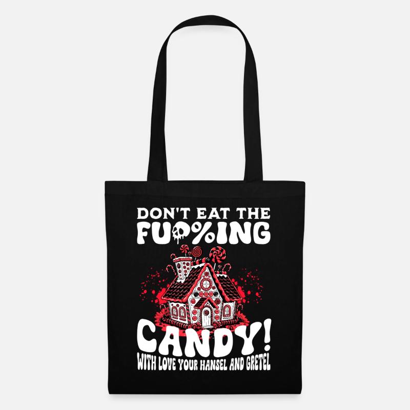 Gingerbread house with candy canes and slogans - Tote Bag - black
