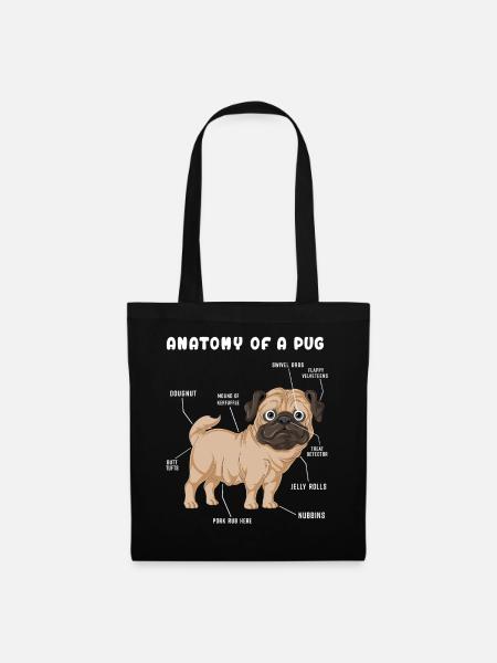 Mops-Anatomie - Stoffbeutel - Schwarz