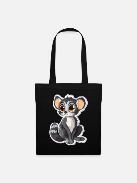 Lemur - Stoffbeutel - Schwarz
