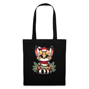 Christmas Fairy Lights Serval Cat - Tote Bag - black - Front