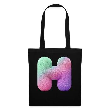 Lettre H en aspect fourrure pastel et dégradé de couleurs - Sac en tissu - noir - Devant