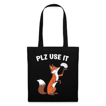 Un renard drôle avec un cerveau, utilisez-le s'il vous plaît - Sac en tissu - noir - Devant