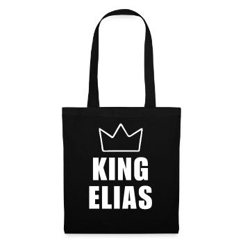 Elias Name mit Buchstabe E - Königskronen-Shirt - Stoffbeutel - Schwarz - Vorne