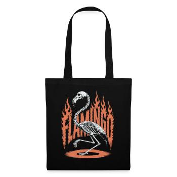 Flamingo Flammen Skelett Halloween - Stoffbeutel - Schwarz - Vorne