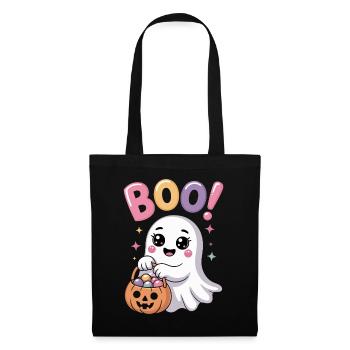 Kawaii Geist Boo Süßes Spukabenteuer - Stoffbeutel - Schwarz - Vorne