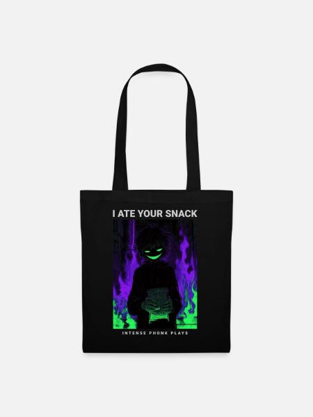 Vaporwave Phonk Anime Horror Snack Creepy Grin - Stoffbeutel - Schwarz