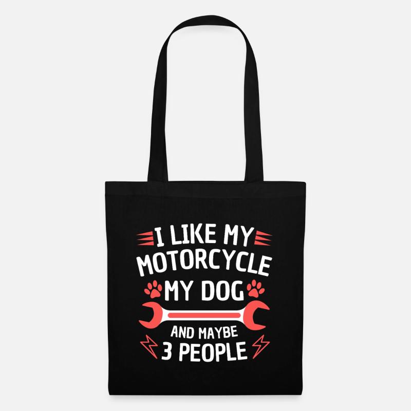 Motorcycle Dog Humor Quote - Stoffbeutel - Schwarz