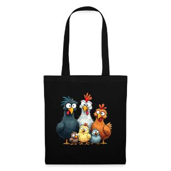 Conception de comédie de groupe de poulets colorés - Sac en tissu - noir - Devant