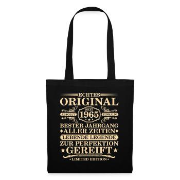 Original seit 1965 Jahrgang - 60. Geburtstag - Stoffbeutel - Schwarz - Vorne