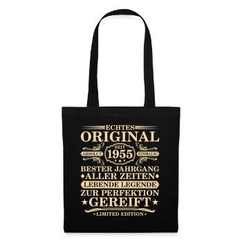 Original seit 1955 Jahrgang - 70. Geburtstag - Stoffbeutel - Schwarz - Vorne