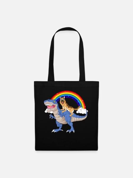 Deutscher Schäferhund-Dinosaurier-Ritt - Stoffbeutel - Schwarz