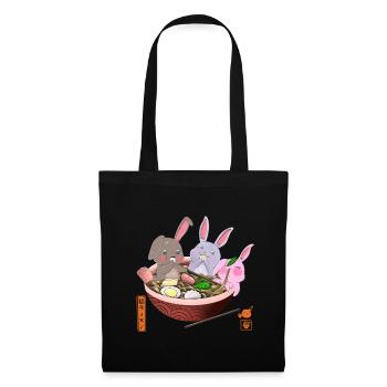 Kawaii Rabbits Eating Ramen - Tote Bag - black - Front