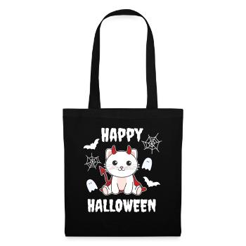 Costume de diable pour chat joyeux Halloween - Sac en tissu - noir - Devant