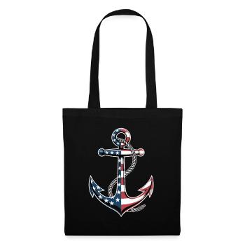  Patriotic Anchor Boat Captain Independence Day - Stoffbeutel - Schwarz - Vorne