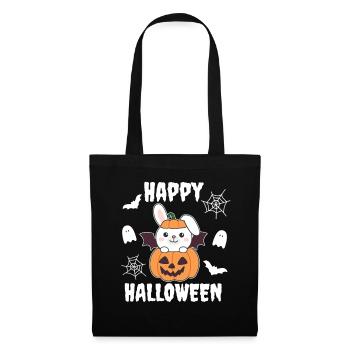 Bunny Happy Halloween Pumpkin Bat Costume - Tote Bag - black - Front