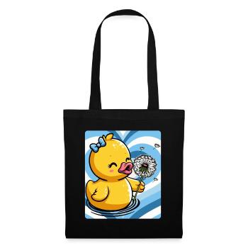 Cute duck charm with dandelion - Tote Bag - black - Front