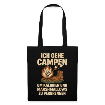 Ich Gehe Campen für Kalorien Und Marshmallows - Stoffbeutel - Schwarz - Vorne