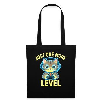  Gamer-Katze – Nur noch ein Level - Stoffbeutel - Schwarz - Vorne