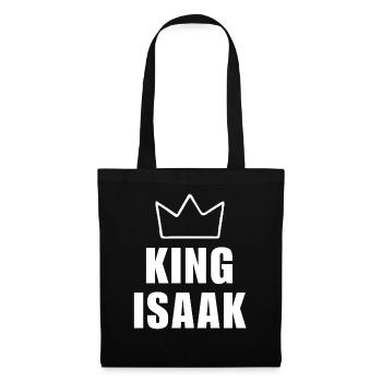 Nom d'Isaak avec la lettre I - T-shirt King Crown - Sac en tissu - noir - Devant