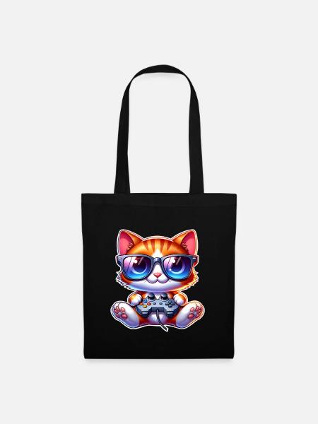 Gaming Katze - Stoffbeutel - Schwarz