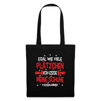 Weihnachtsgeschenk Plätzchen Wichteln Lustig - Stoffbeutel - Schwarz - Vorne