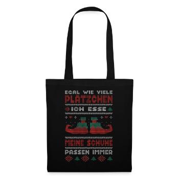 Weihnachtsgeschenk Plätzchen Wichteln Lustig - Stoffbeutel - Schwarz - Vorne