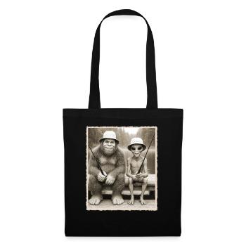 Pêche, Pêcheur, Pêcheur, Pêche, Bigfoot, Alien - Sac en tissu - noir - Devant