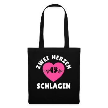 Expectant mother TWO HEARTS BEAT Funny - Tote Bag - black - Front