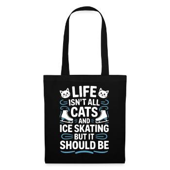 Chat de patinage sur glace Cadeau de patin à glace amusant - Sac en tissu - noir - Devant