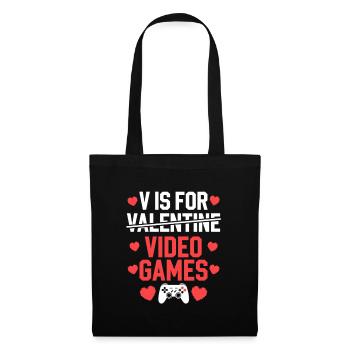 Saint-Valentin Jeux Vidéo Typographie Design - Sac en tissu - noir - Devant