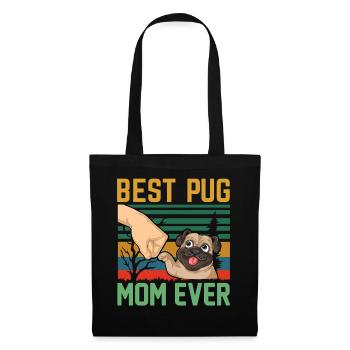Beste Mopsmutter aller Zeiten Retro - Stoffbeutel - Schwarz - Vorne